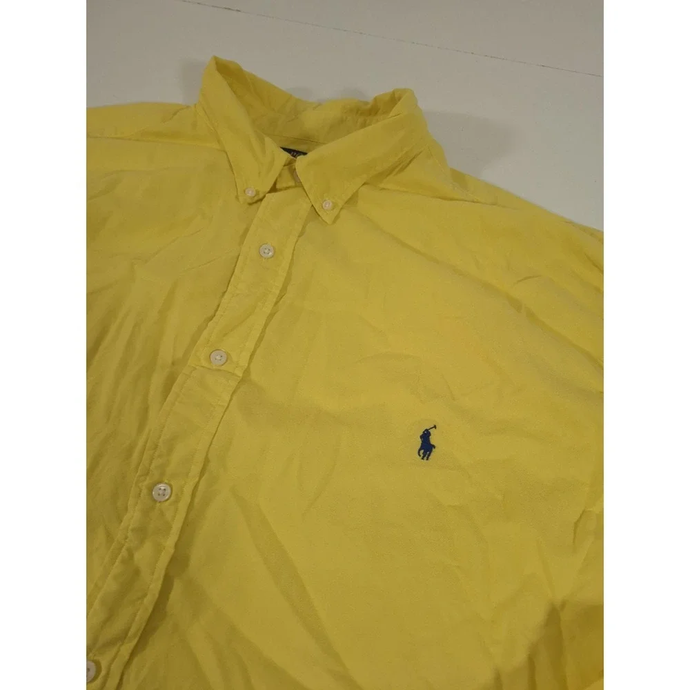 Polo Ralph Lauren Shirt Mens Big 3XLT Yellow Solid Button Down Long Sleeve Pony